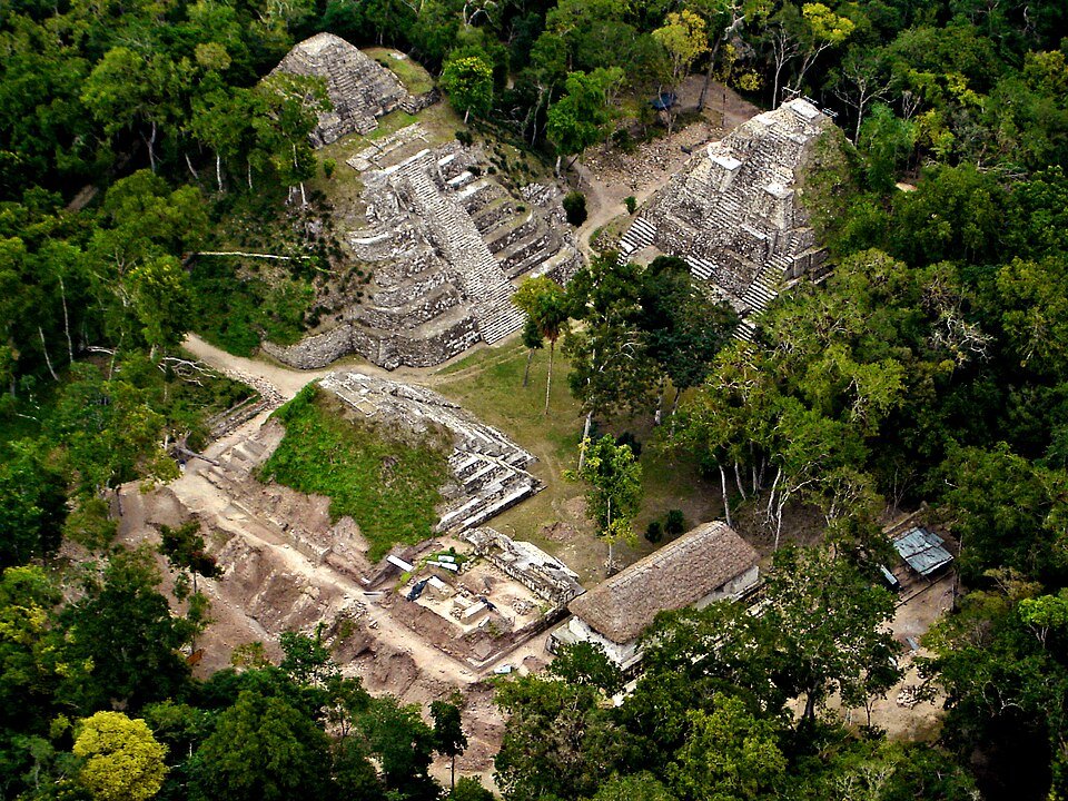 Aerial photograph of Yaxhá Guatemala Mayan archaeological site